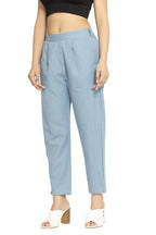 Digital Shopee Women Cotton Trouser Pant Regular Fit For Office School Formal Casual Daily Use Blue