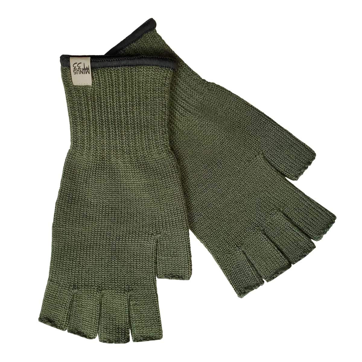 Minus33 Merino Wool Fingerless Glove Liner Olive Drab Small