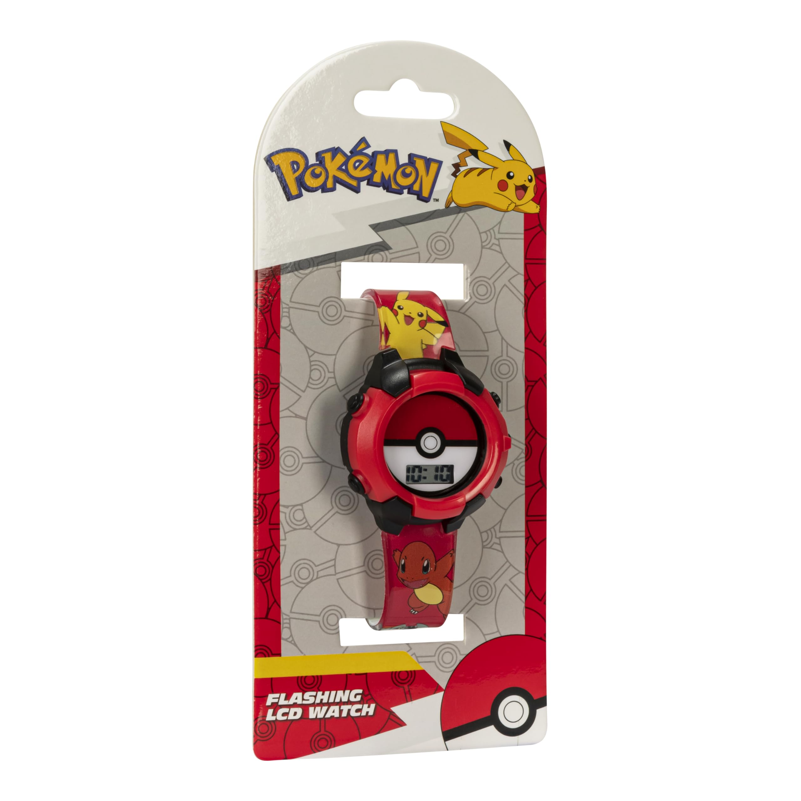 Accutime Kids Pokemon Pokeball Digital LCD Quartz Red Wrist Watch with Red Strap, Cool Inexpensive Gift & Party Favor for Boys,