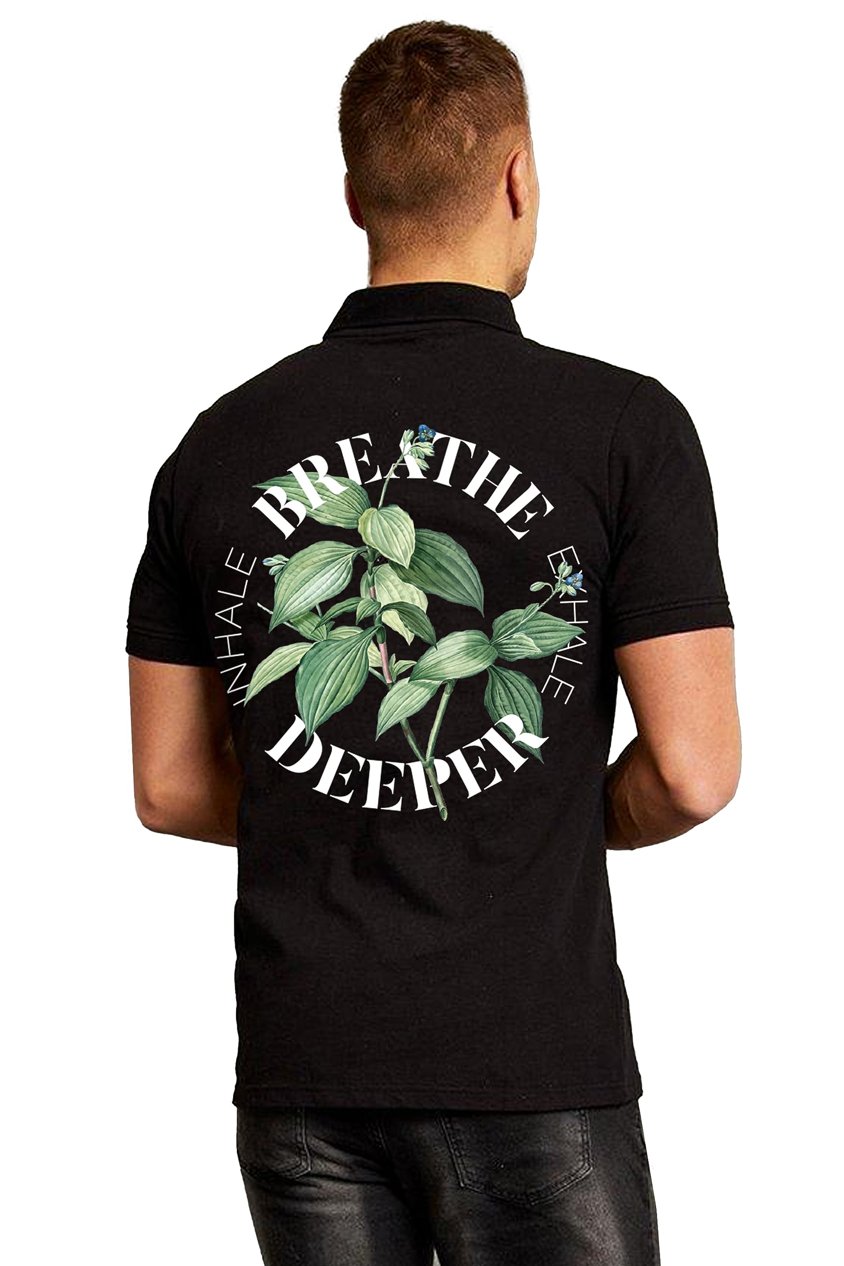 Veirdo Men's Cotton Back Graphic Printed Regular Fit Polo T-Shirt