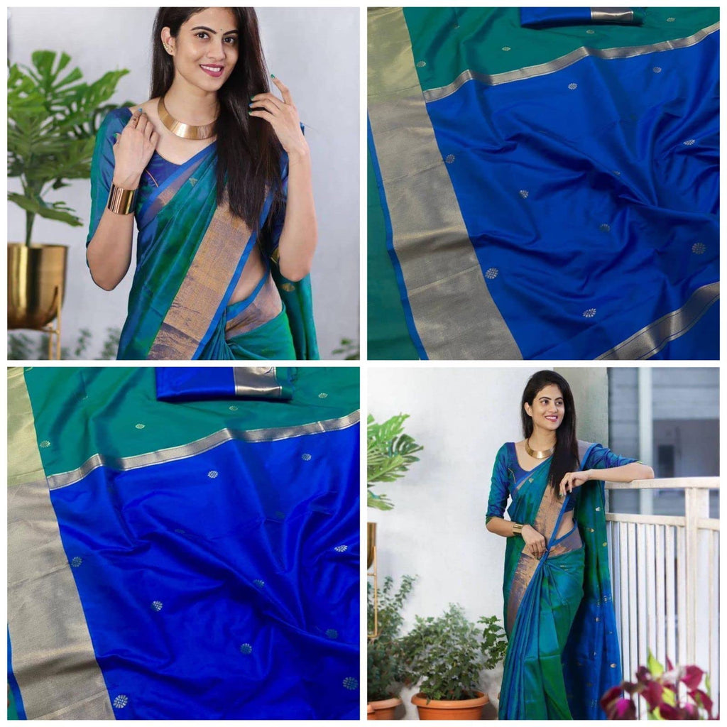 Flosive Ayn WomenS Present Banarasi Soft Lichi Silk Saree Beautiful Jacquard Rich Pallu Design Work Zari Woven Kanjivaram Silk