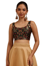 Soch Women Tussar Floral Print Padded Blouse with Zari Woven