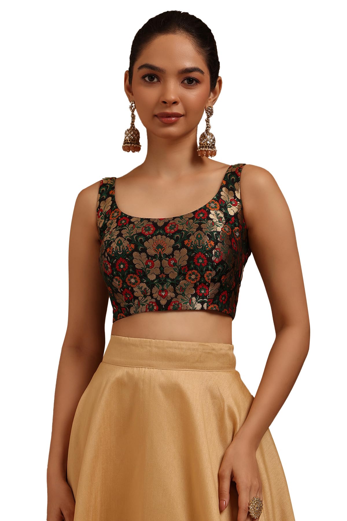 Soch Women Tussar Floral Print Padded Blouse with Zari Woven