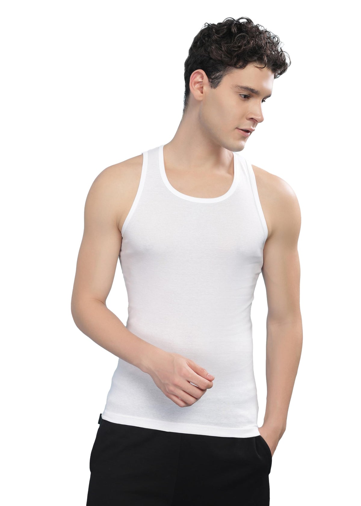 Force Nxt Super Combed Egyptian Cotton MenS White Vest