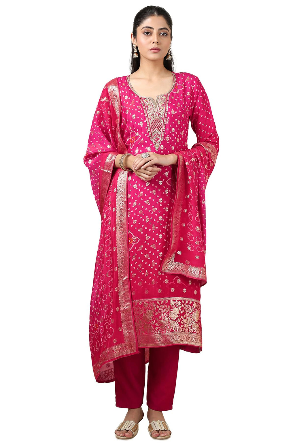 Soch WomenS Organza Salwar Suit Set (Ews5Cd21701_Fuchsia