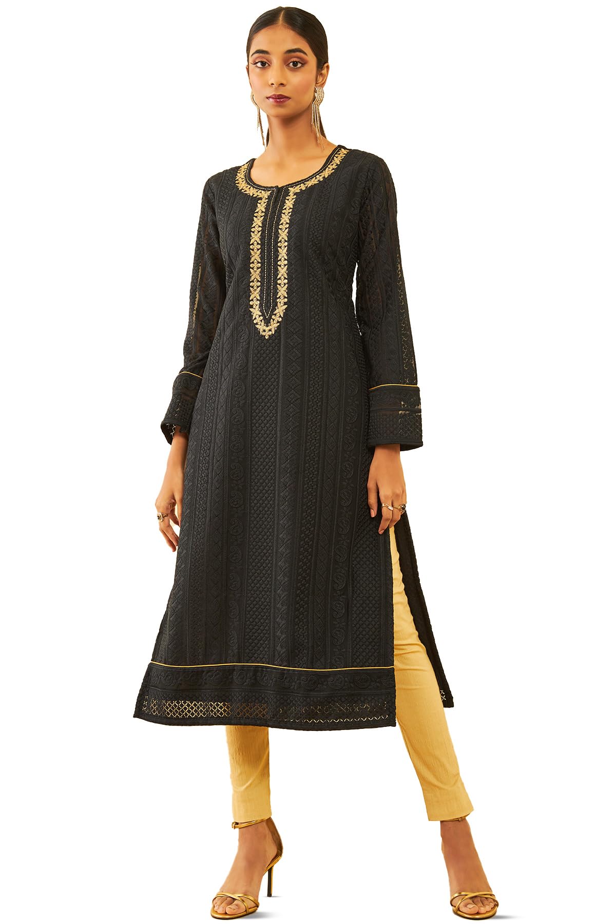 Soch Women Georgette Embroidered Kurta with Zari