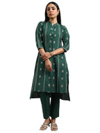 Libas WomenS Cotton Blend Self Design Kurta Set (400381 Green