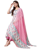 ANNI DESIGNER Womens Cotton Blend Straight Printed Kurta with Pant & Dupatta (Pipad Cream-NRE_XXL_Cream_XX-Large)