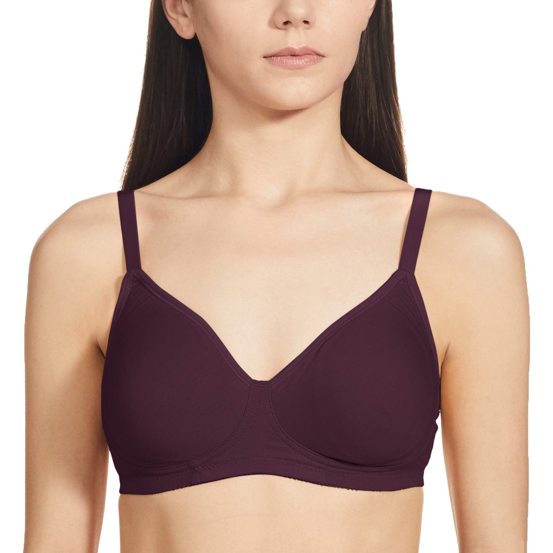 Enamor A042 Side Support Shaper Stretch Cotton Everyday Bra - Non-Padded, Wire-Free & High Coverage Purple