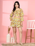 Oomph! Crepe Top And Skort Set For Women, Yellow - Coord_Mt868Msk154