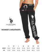 U.S. Polo Assn. Essentials Womens Lounge Pants with Pockets, French Terry Sweatpants for Women (Blue Yonder Heather, Large)