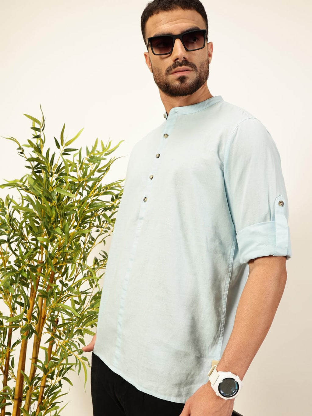 Thomas Scott Mens Linen Solid Kurta Shirt (Ts1529)