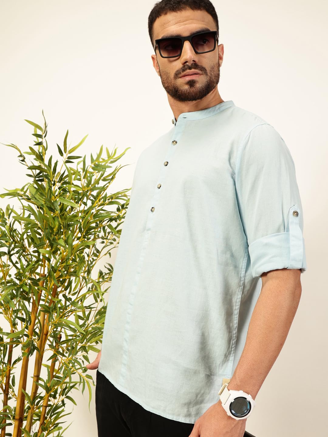 Thomas Scott Mens Linen Solid Kurta Shirt (Ts1529)
