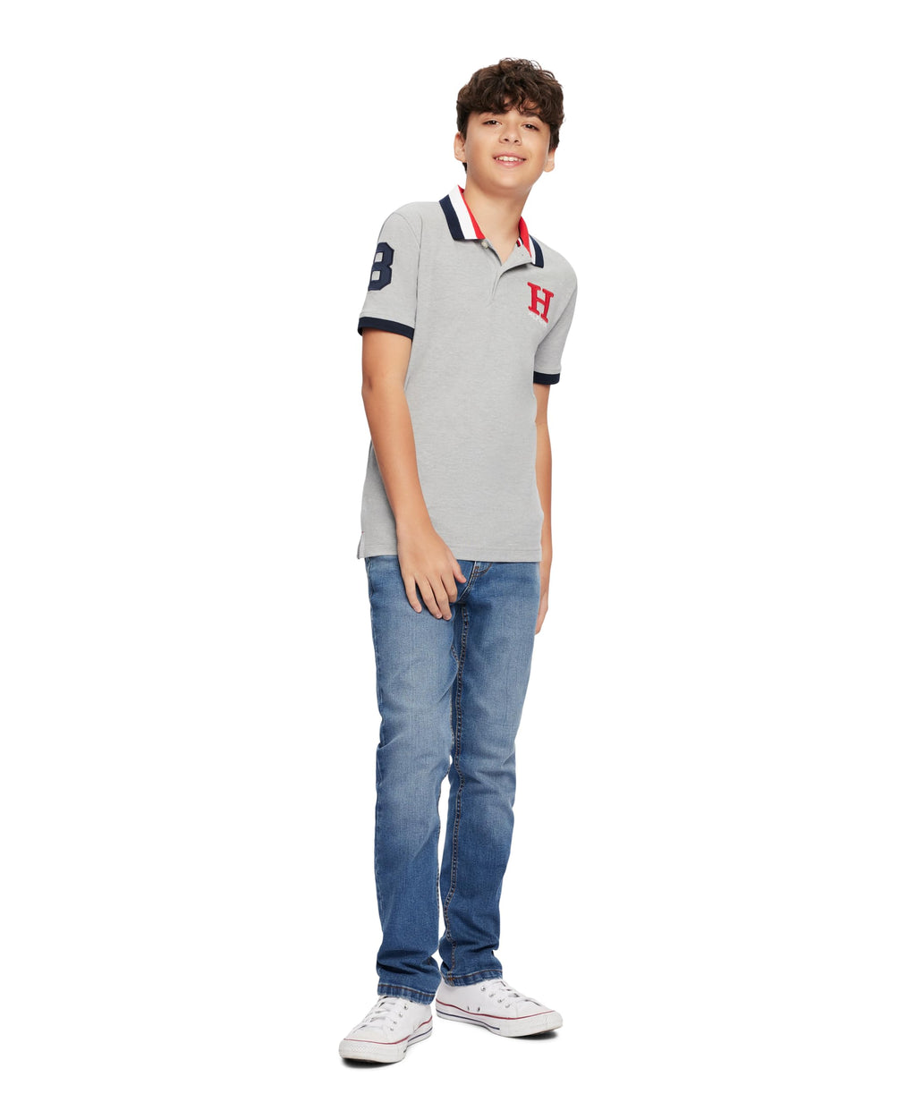 Tommy Hilfiger Boys Short Sleeve Matt Polo Shirt, grey Heather, X-Large