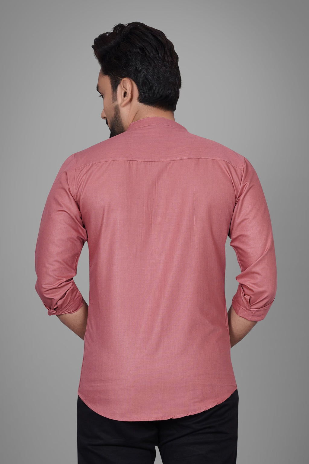 Besix MenS Regular Fit Solid Cotton Shirt | Chinese Collar | Casual | Plain | Branded | Mandarin Collar | Full Sleeve | Summer