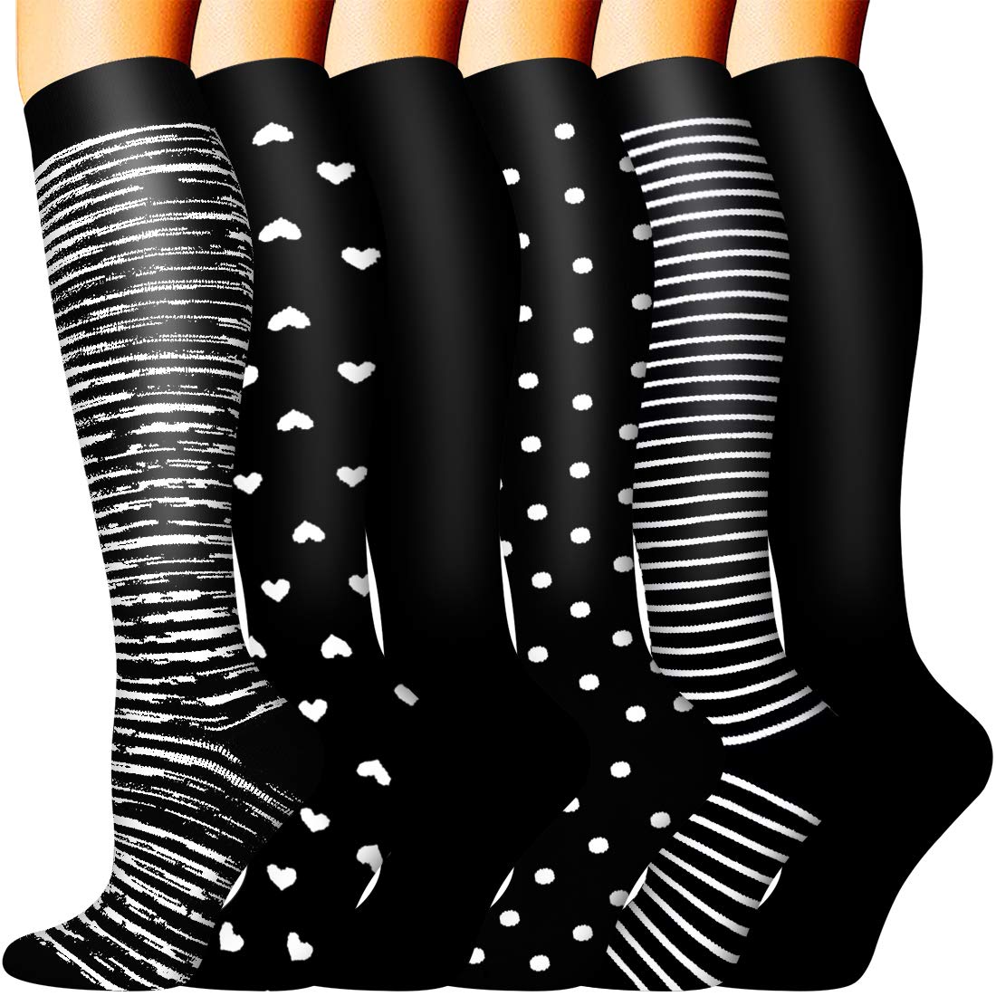 cOOLOVER copper compression Socks for Women and Men(6 Pairs)-Best Support for Running, Athletic, Nursing, Travel