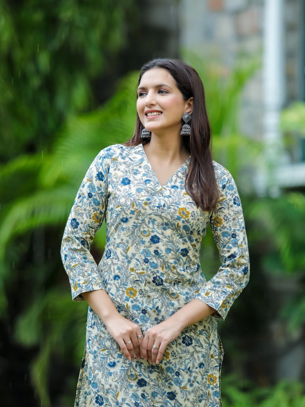 ANNI DESIGNER Women s Rayon Blend Kurta with Pants, Blue, 2XL