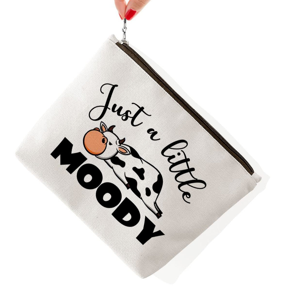 BiuNiuring Cow Gifts for Cow Lovers, Cow Gifts for Women, Cow Accessories Cosmetic Bag, Cow Makeup Bag, Who Loves Moody Cosmetic