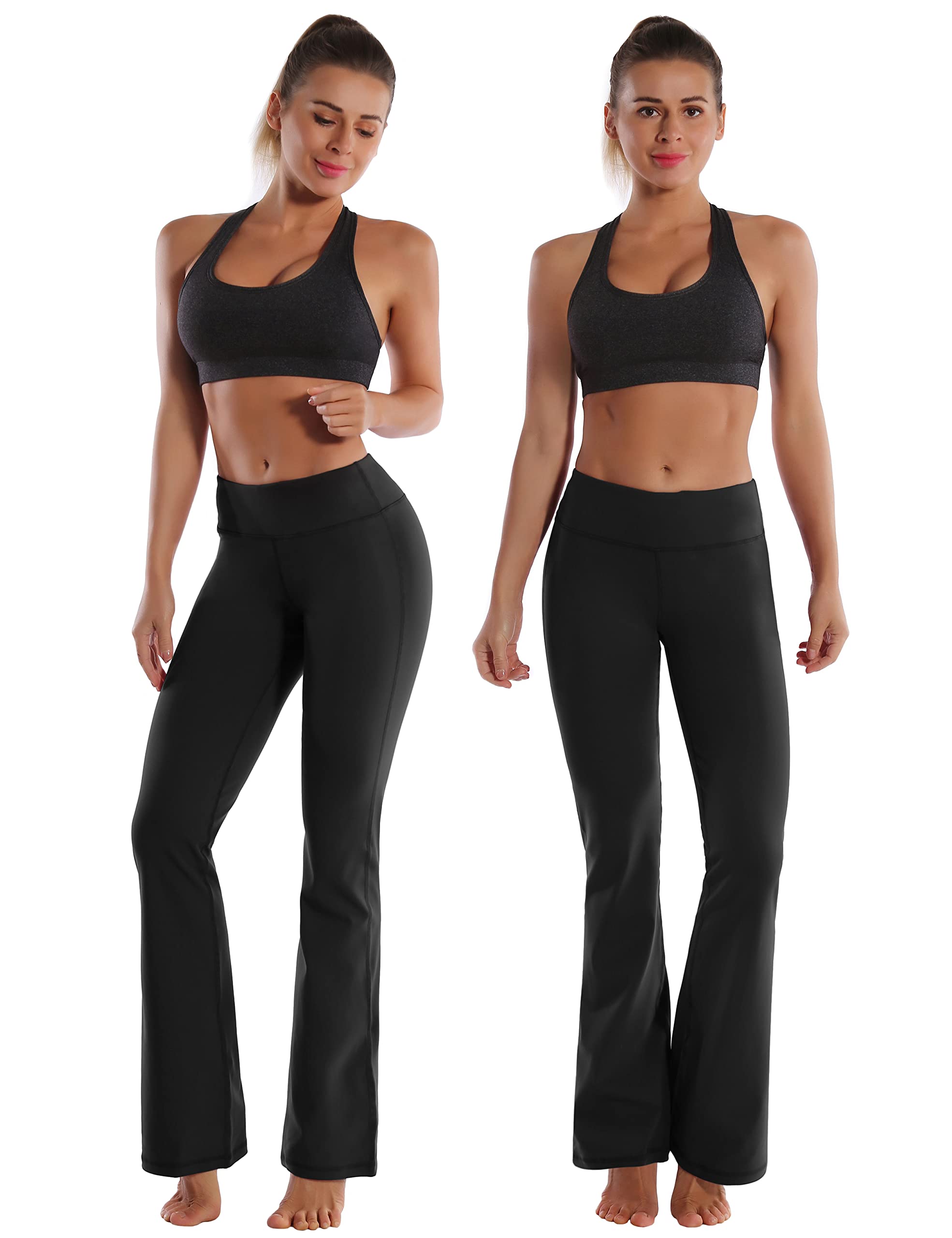 BUBBLELIME 29/31/33/35 4 Styles Women's Bootcut Yoga Pants Tummy Control - Basic Bootleg_Black M_35 Inseam