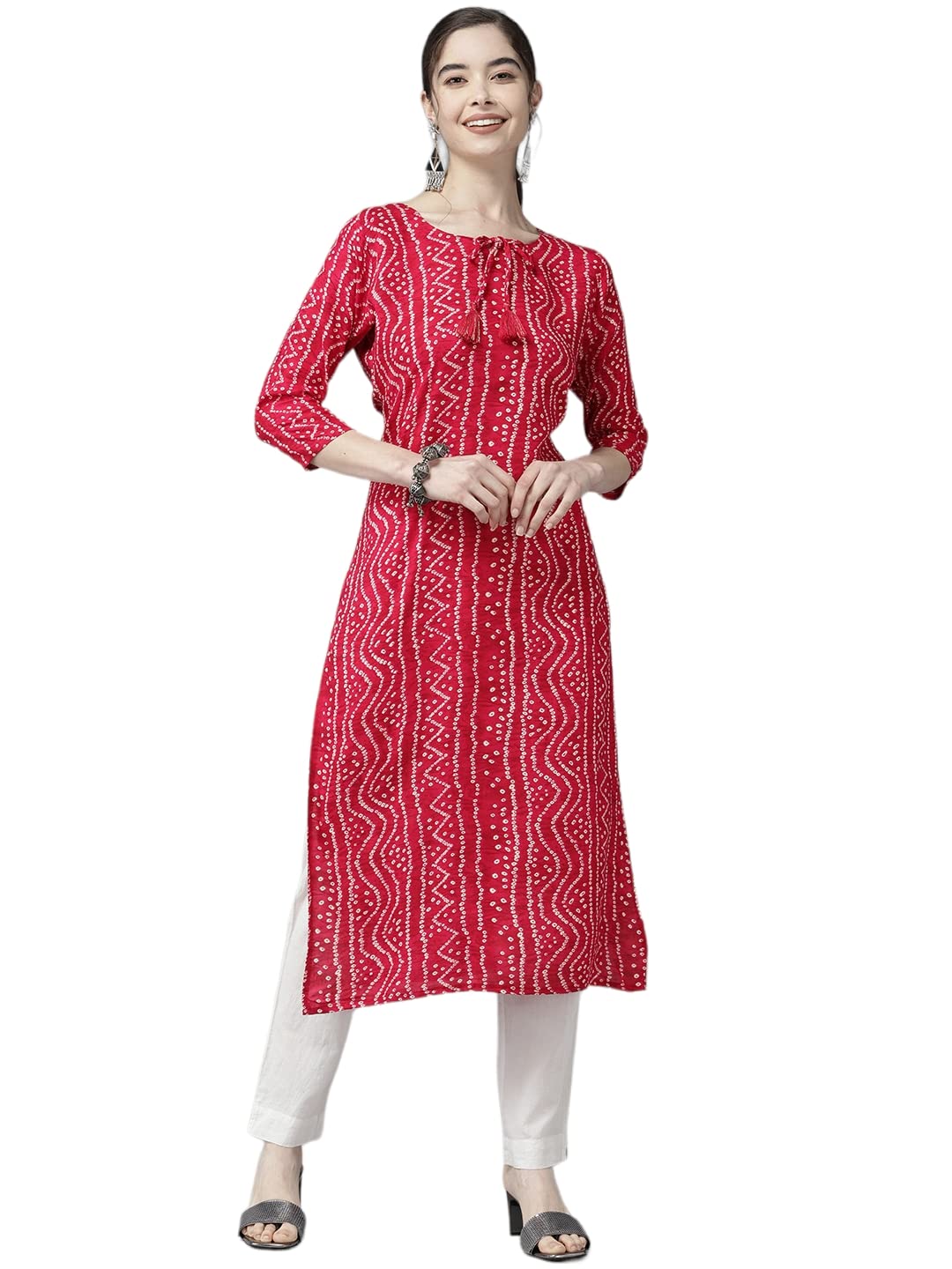 Aarika WomenS Cotton Regular Tunic Shirt (Kurti-W-Sm-7060_Rani