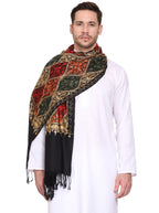 Weavers Villa Mens Matka Embroided Cashmilon Gents Shawls, Stoles, Muffler for Men, 70cm x 200cm