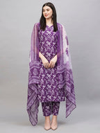 ANNI DESIGNER Women s Rayon Kurta with Trousers and Dupatta, purple, XL