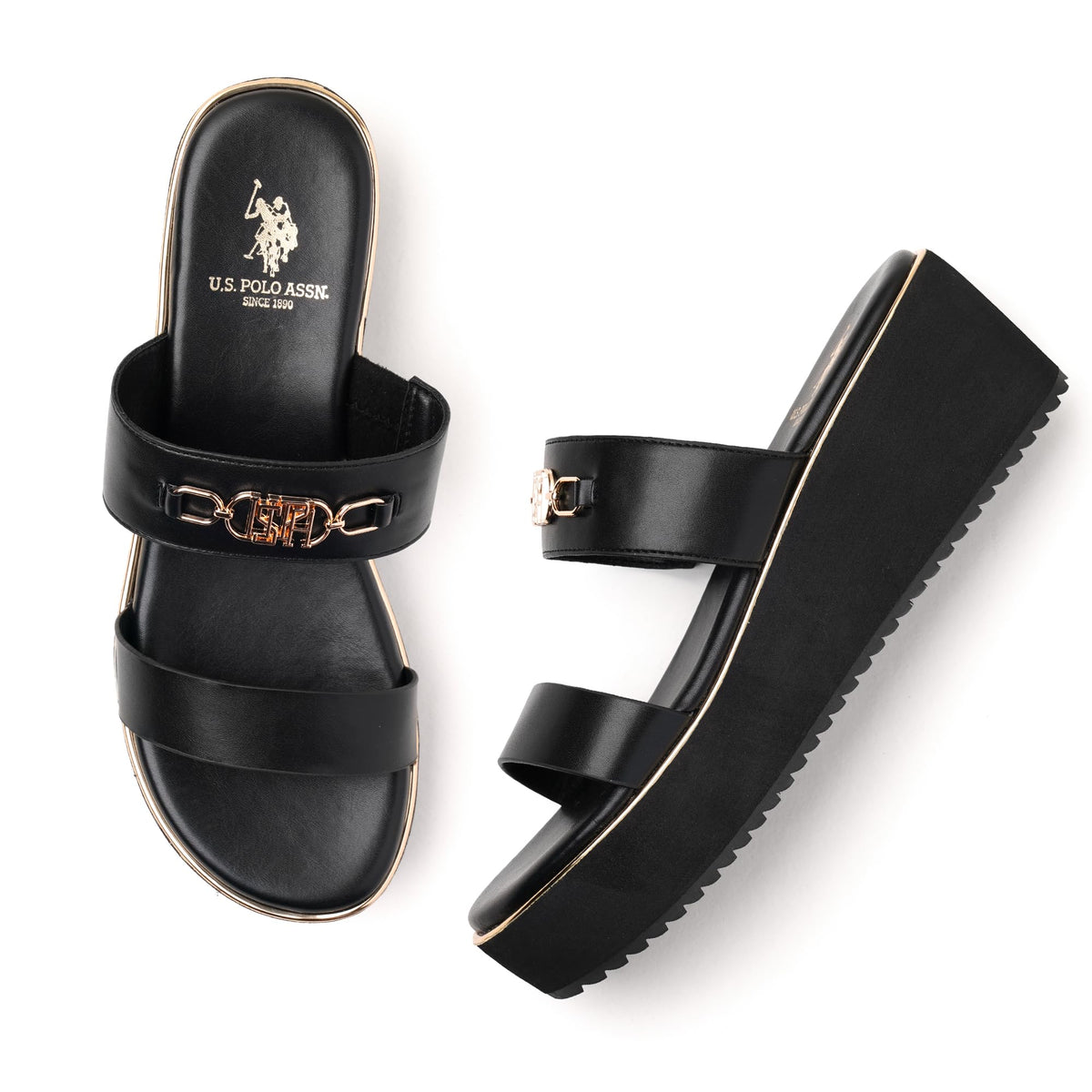 U.S. POLO ASSN. Elettra Black LIGHT WEIGHT Wedges 6