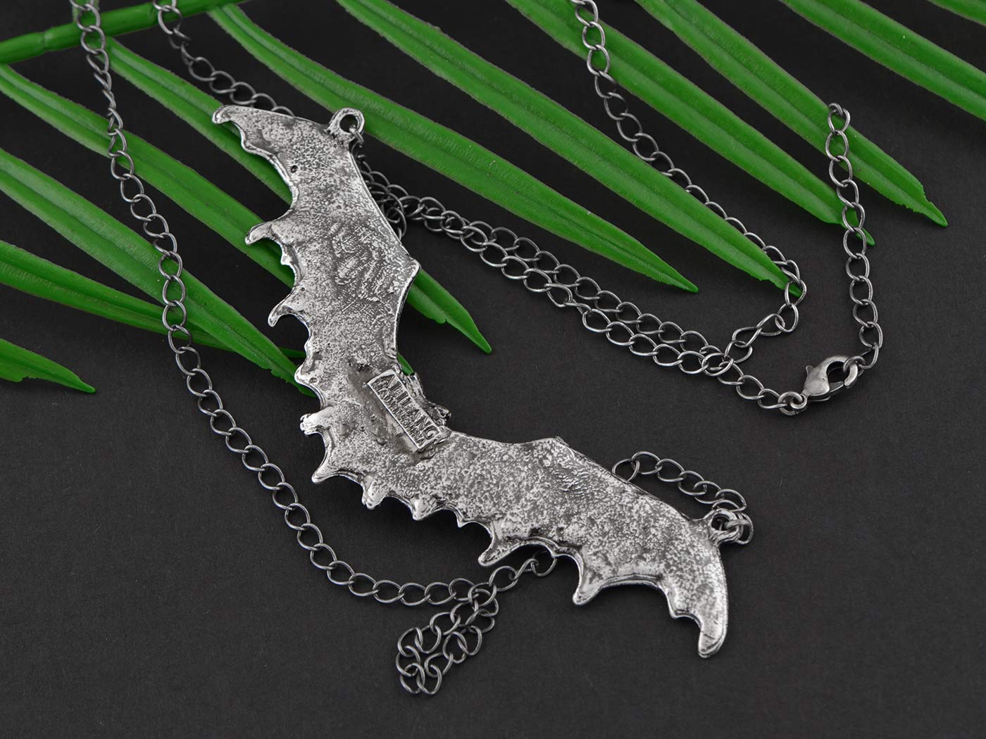 Alilang Frightening Halloween Enamel Paint Flying Bat Metal Chain Pendant Necklace