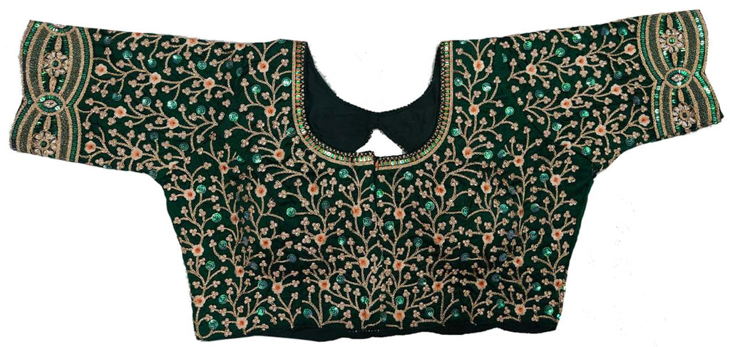 Pujia Mills WomenS Readymade Bridal Embroidery Golden Coding Multi Sequin Thread Work Indian Ethnic Designer Stitched Half Slee