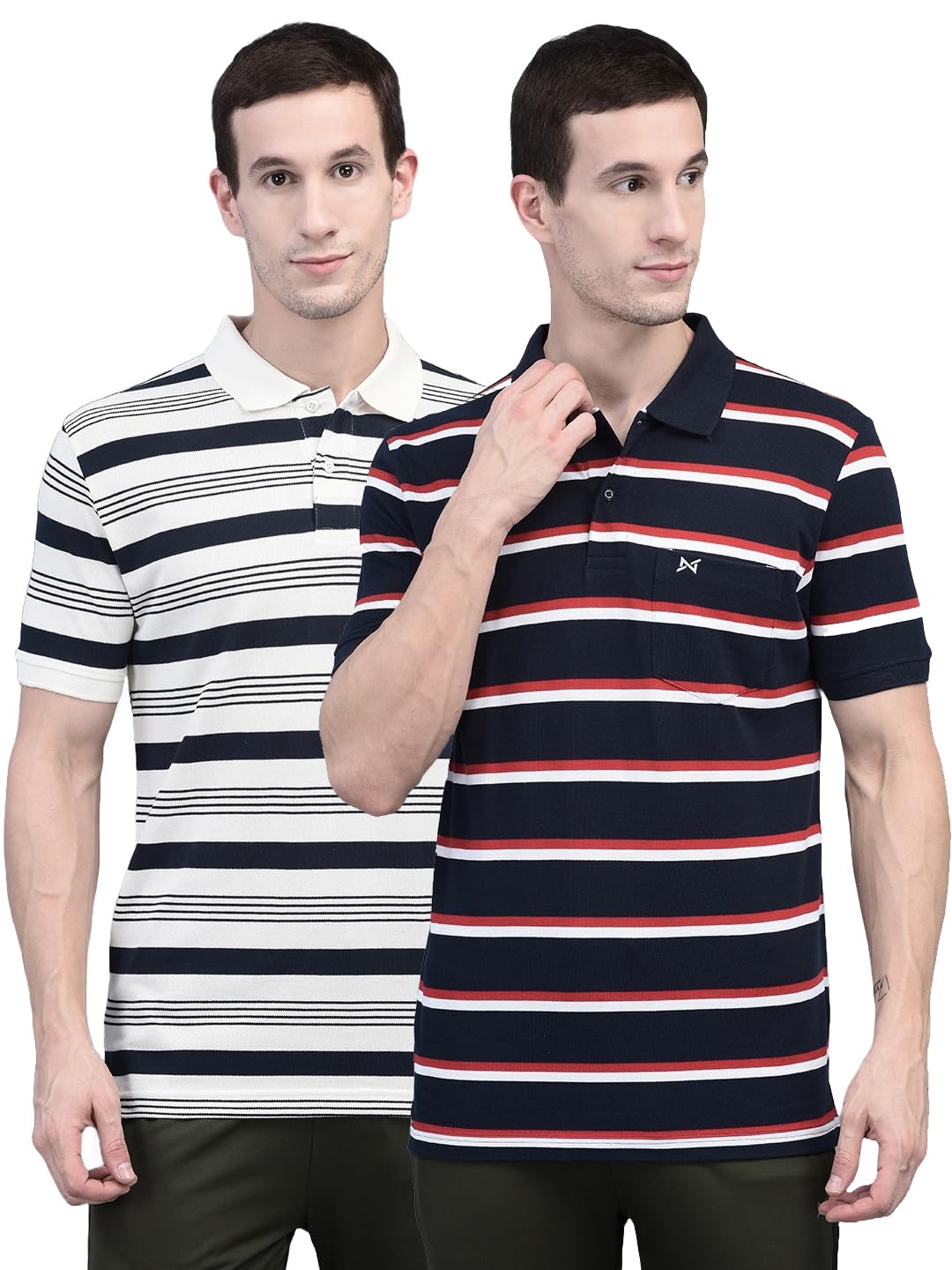 Force NXT SuperCombedCotton Men Striped Polo Neck TShirt Multicolour 2