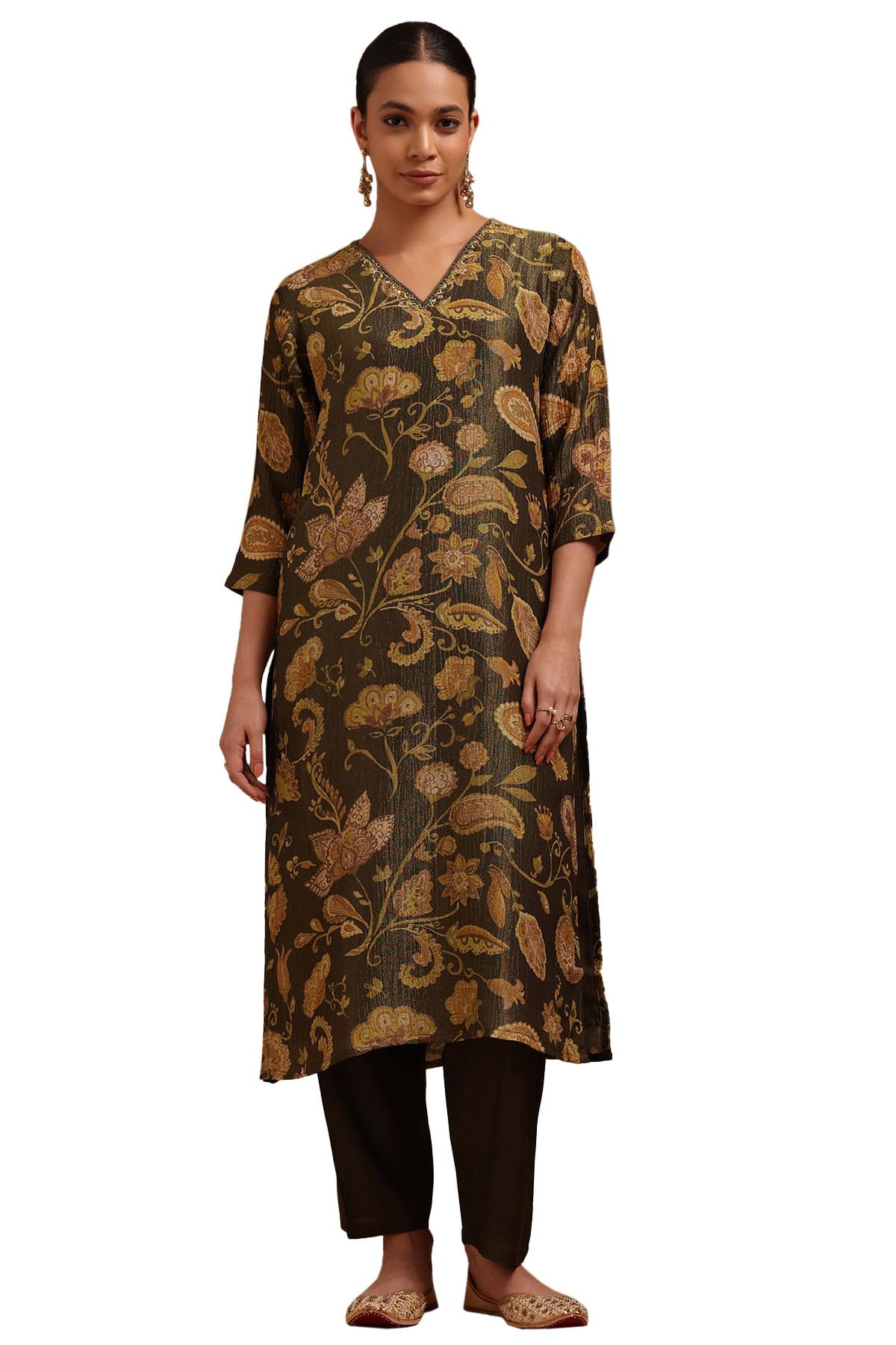 Soch Women Tissue Botanical Print Kurta Set with Thread Work
