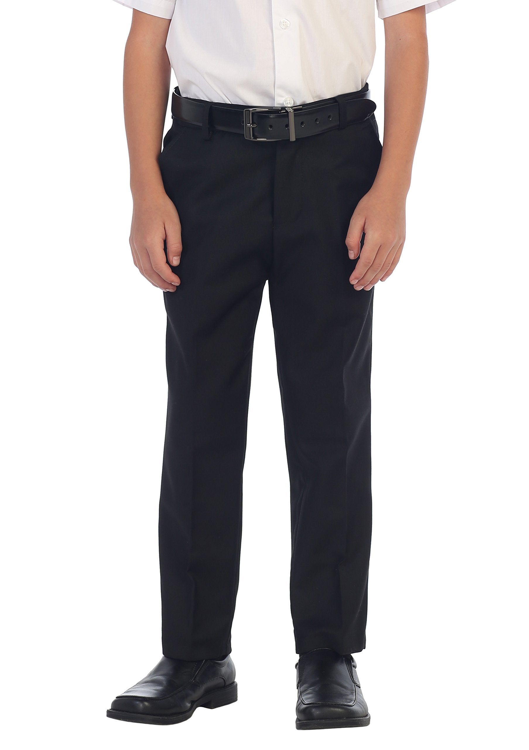 gioberti Boys Flat Front Dress Pants, Black, 16