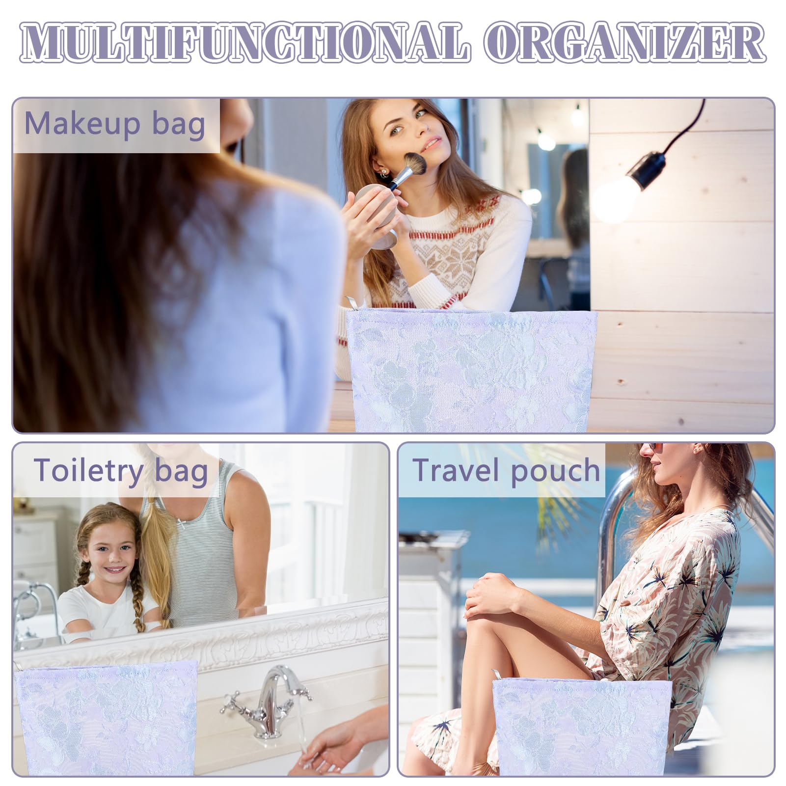 ZLFSRQ Flower Makeup Bag for Women Girls Teens Travel Cute Floral Cosmetic Bags Large Zipper Cosmetic Pouch Purse Portable