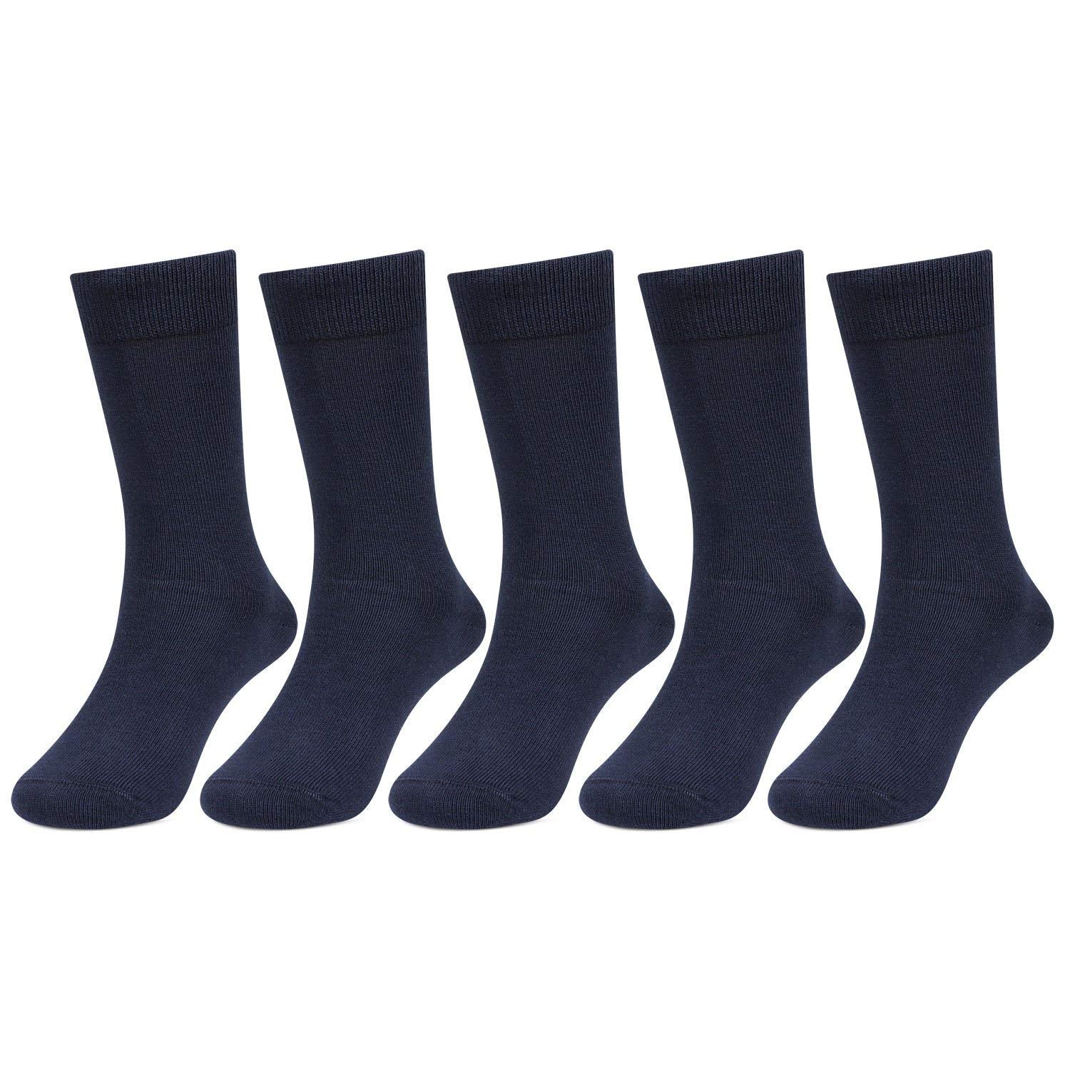Kids Cotton Full length Plain Navy Color School Socks For Boys & Girls - Pack Of 5
