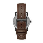 Fossil Men's Copeland Quartz Stainless Steel and Leather Three-Hand Watch, Color: Black, Dark Brown (Model: FS5666)