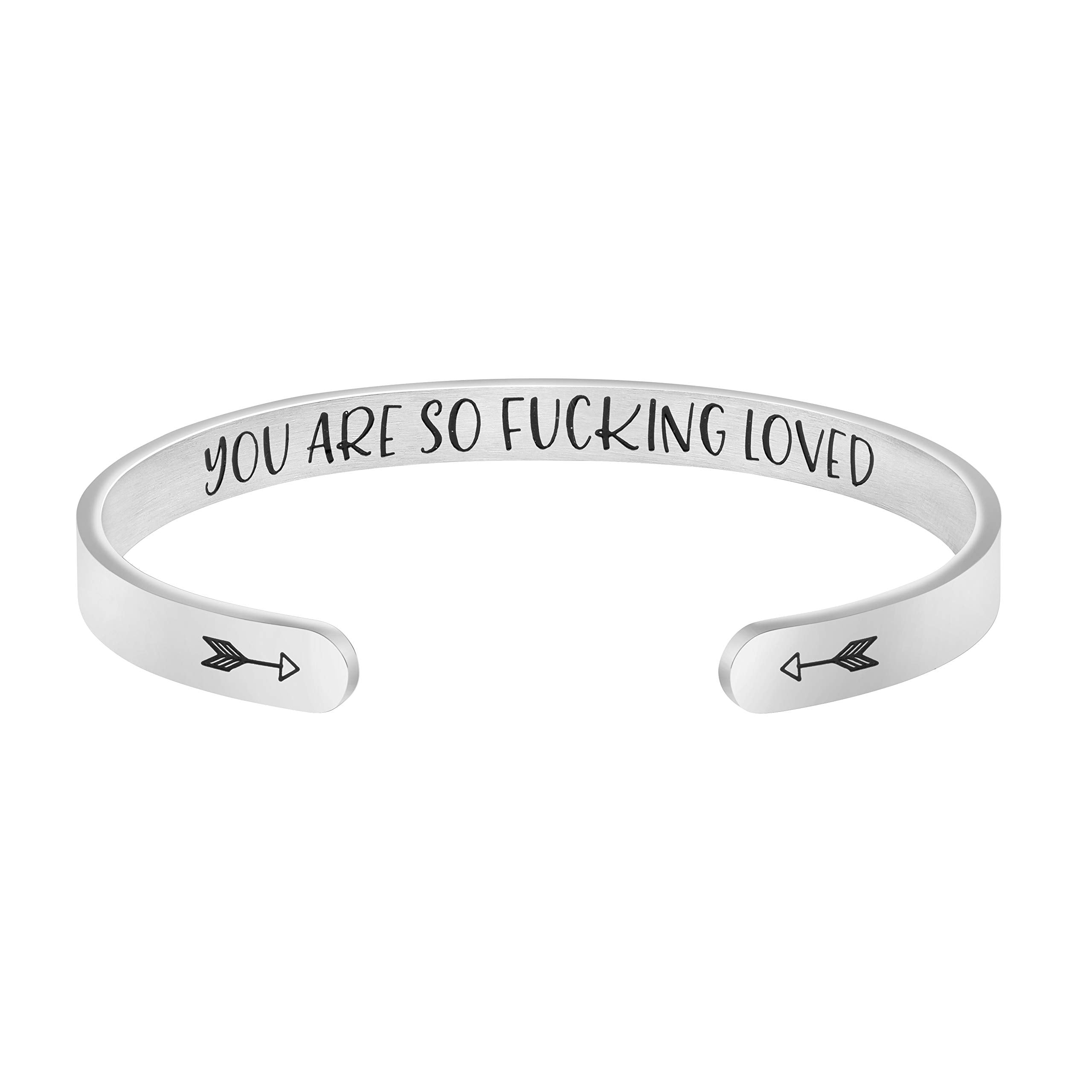 Birthday Gifts for Women Sister Wife Girlfriend Daughter Mom Bff Bracelets Best Friend Cuff Mantra Jewelry Personalized Engraved