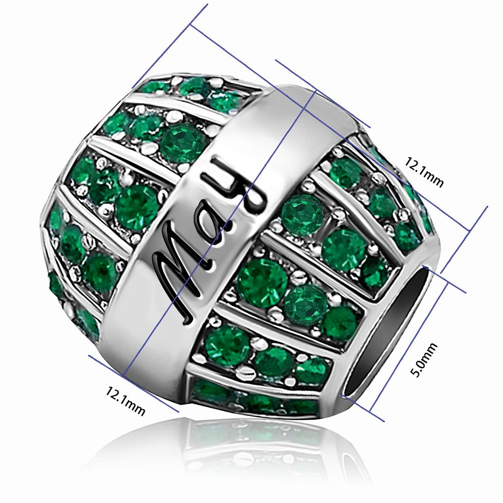 JMQJewelry Graduation Mother Mom Family Friend Father Daughter Grandma Mama Birthday Birthstone May Green Charms Fits Pandora Br
