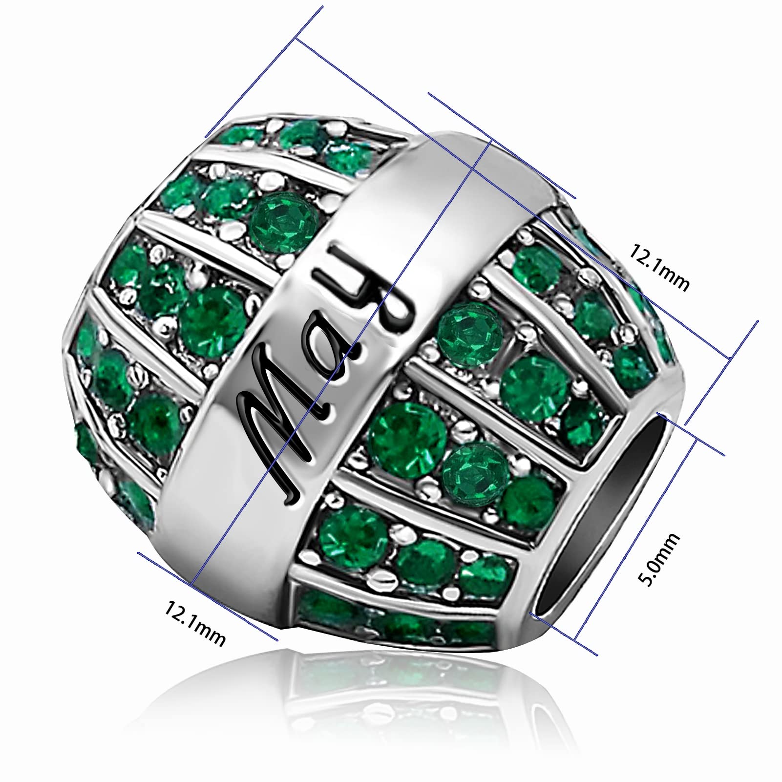 JMQJewelry Graduation Mother Mom Family Friend Father Daughter Grandma Mama Birthday Birthstone May Green Charms Fits Pandora Br