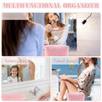 2Pcs Makeup Bag for Women Girls Pencil Pouch Travel Small Cosmetic Bag Set Cute Plush Pink Makeup Pouch Purse Pencil Case Pencil