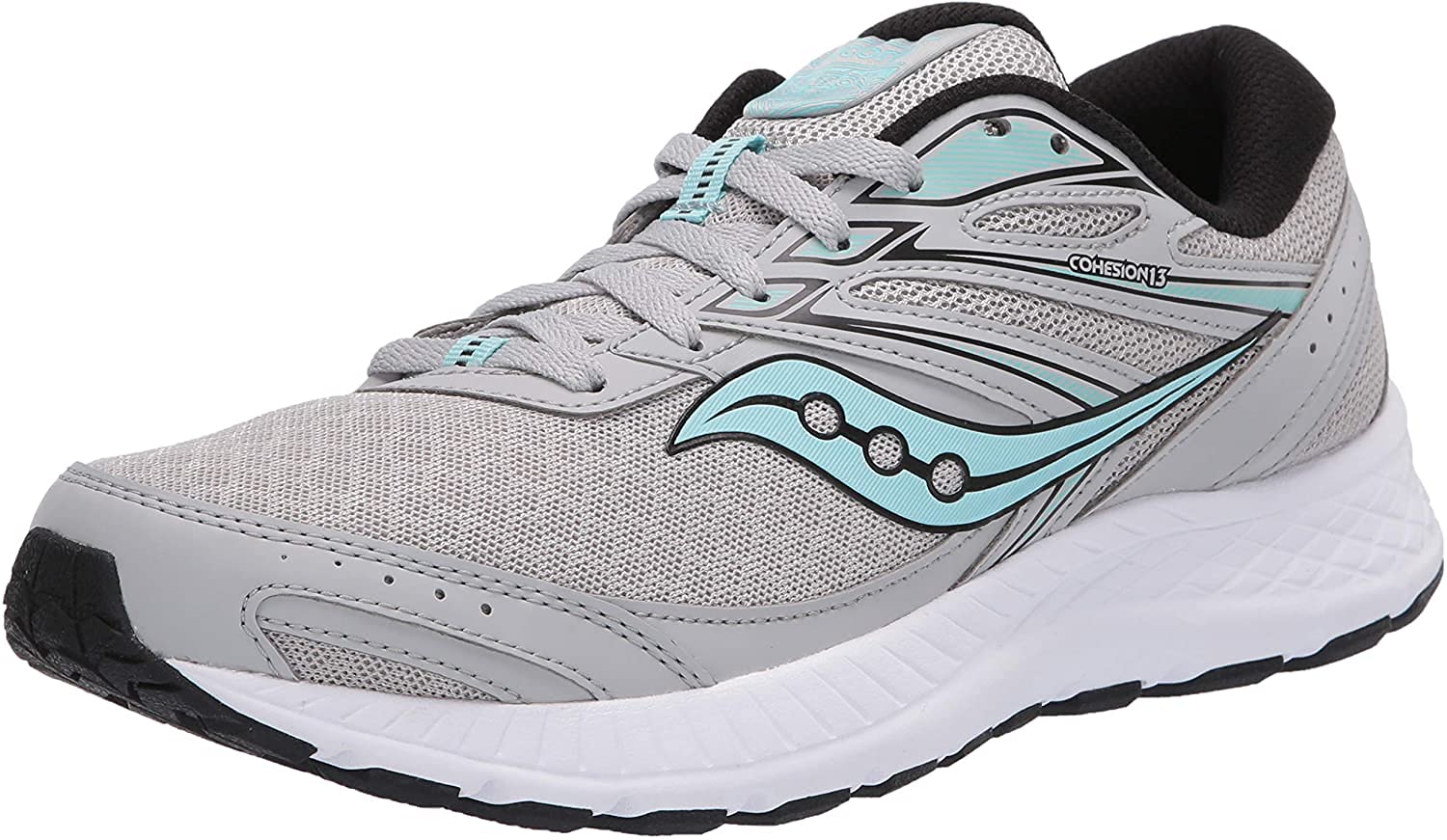 Saucony Women's Cohesion 13 Running Shoe, Grey/Black, 7.5