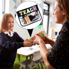 Hillban 2 Pcs Teacher Gifts Chenille Letter Bags Preppy Patch Makeup Bag Flat Clear Pouch PVC Organizer Purse Waterproof Travel