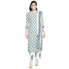 ANNI DESIGNER Womens Cotton Straight Kurta with Palazzo & Dupatta (Jaipuri SEA Green_GSK_S_Sea Green_Small)