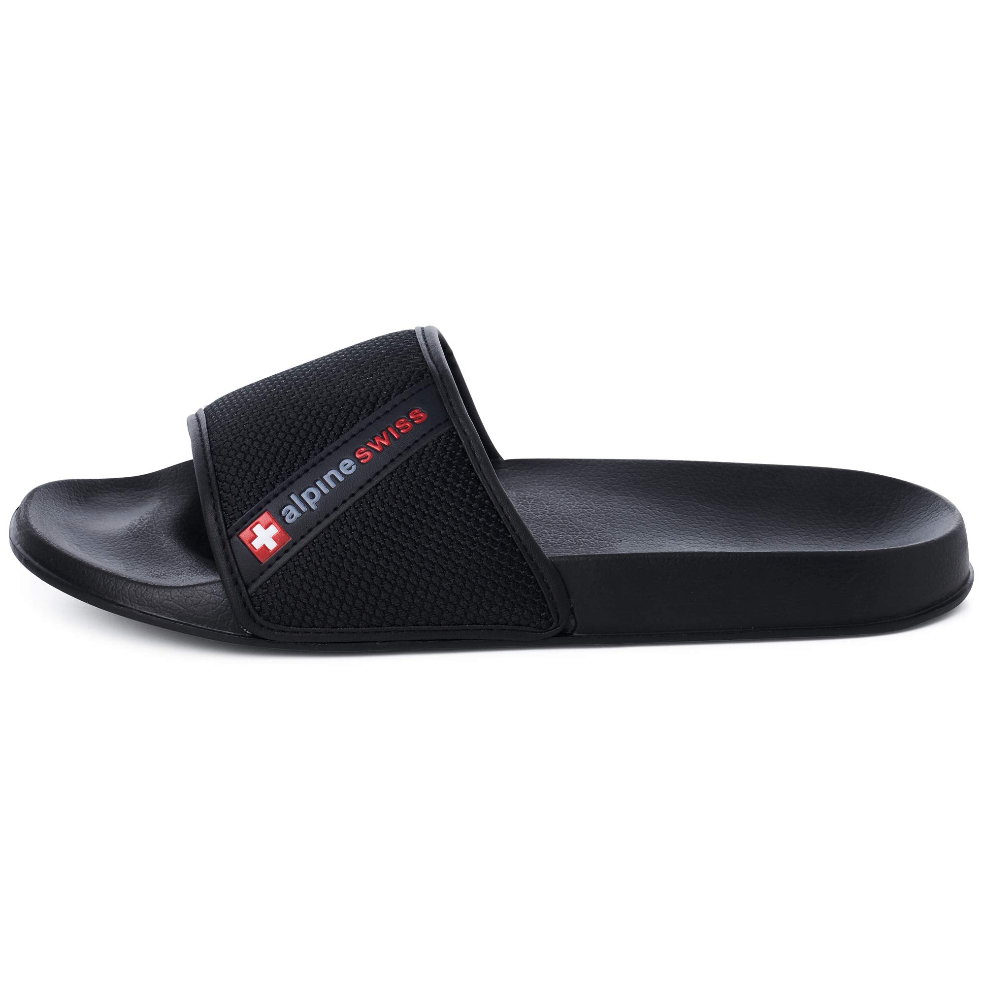 Alpine Swiss Mens Athletic Comfort Slide Sandals House Shoes Slippers Black 10 M US