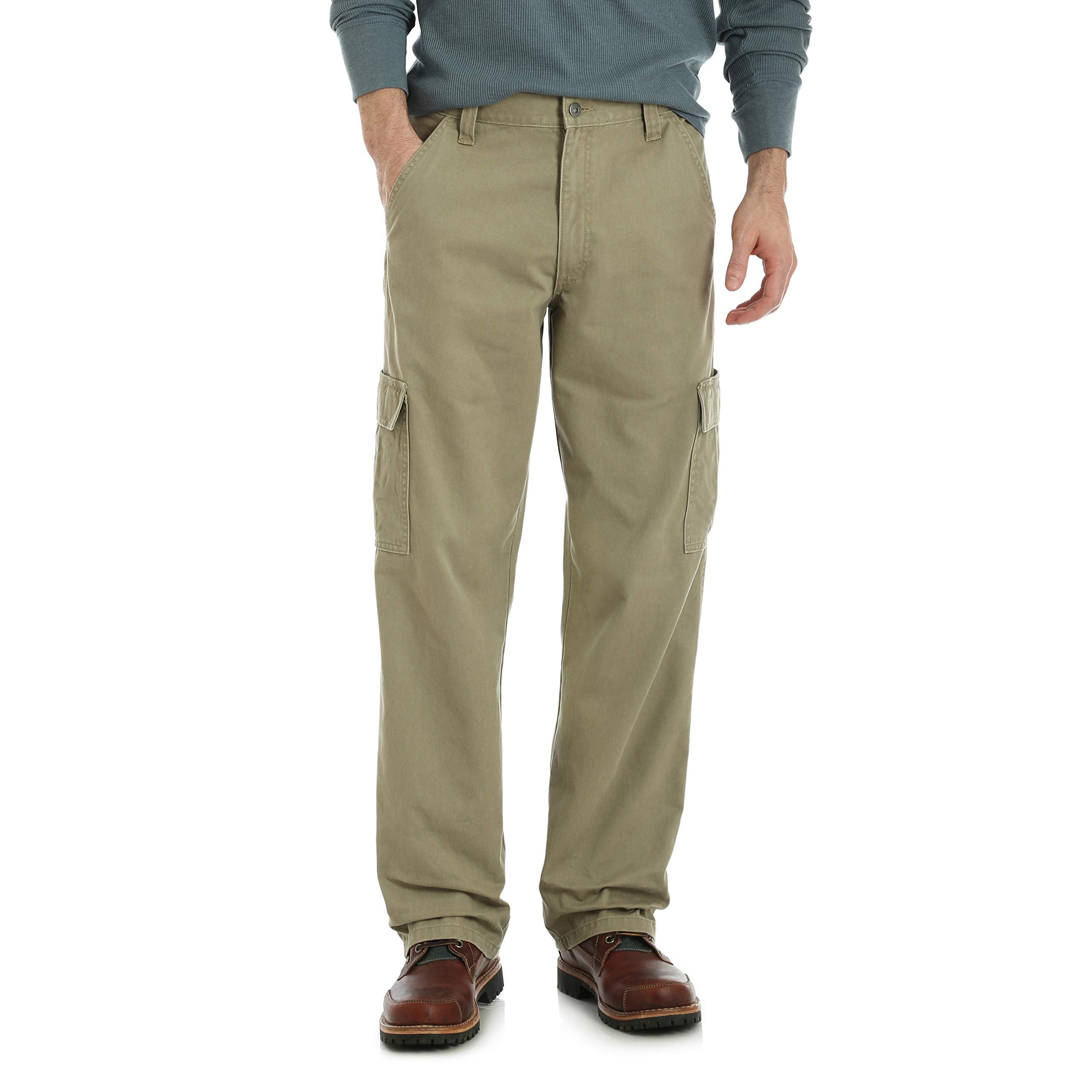 Wrangler Authentics Men's Relaxed Fit Cargo Pant (Logan), British Khaki Twill, 38W x 30L