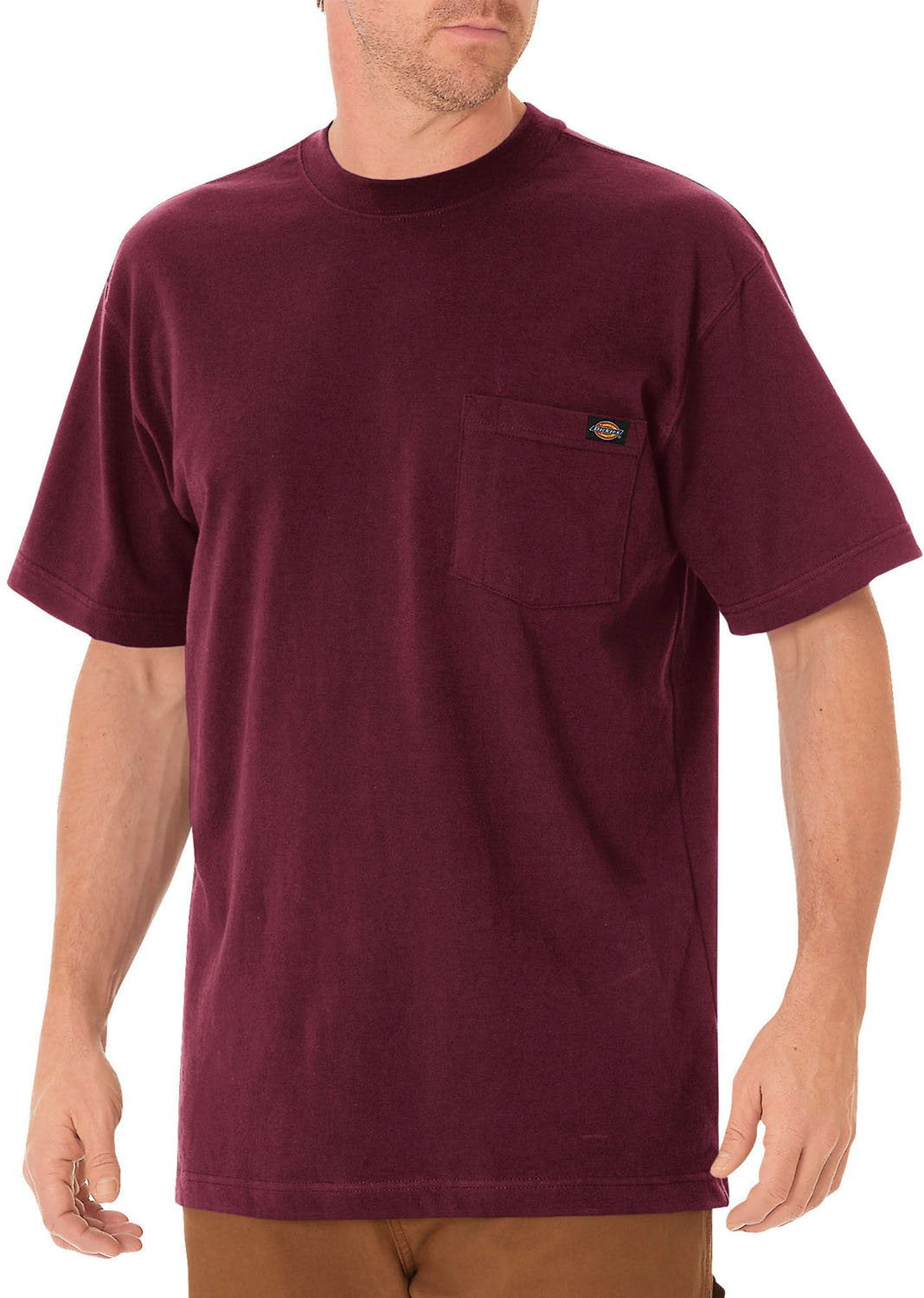 Dickies mens Heavyweight Crew Neck Short Sleeve Tee Henley Shirt, Burgundy, X-Large US