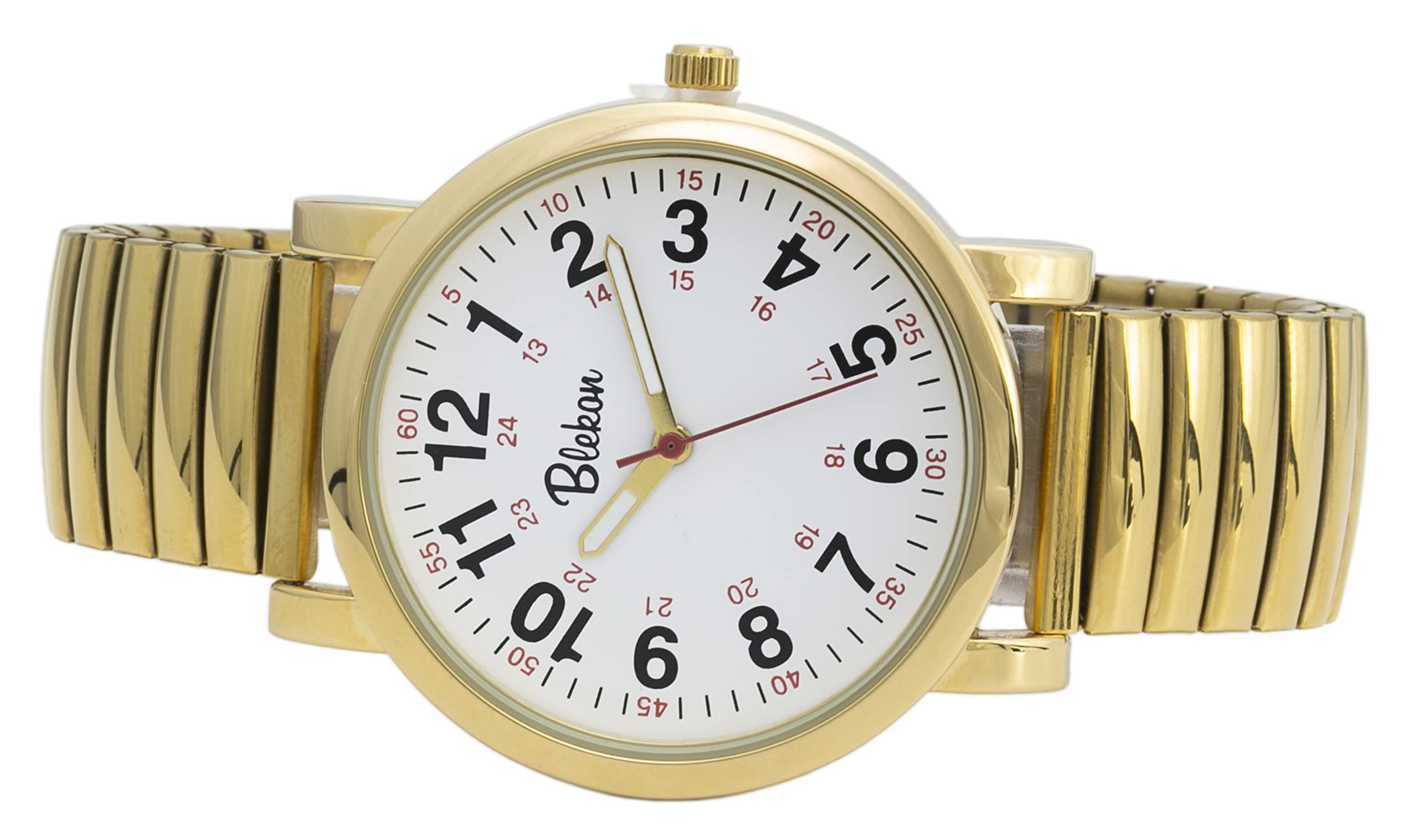 Blekon Original Nurse Watch - Medical Scrub Colors, Easy Read Dial, Second Hand, Water Resistant Watch (Gold/Stretch)