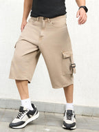 Hubberholme Men Cotton Relaxed Fit Mid-Rise Knee Length Shorts 1 Beige