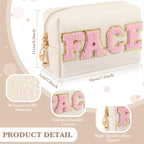 Sanwuta 4 Pcs Hair Face Skin Travel Bag Set Preppy Makeup Pouch PU Leather Skincare Bag Waterproof Cosmetic Organizer Birthday