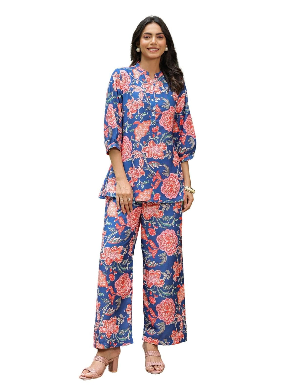 Greciilooks Women Rayon Blend Ethnic Wear Kurta Co-Ord Set (Gl-K-W1728&Tr819-3Xl Peach)