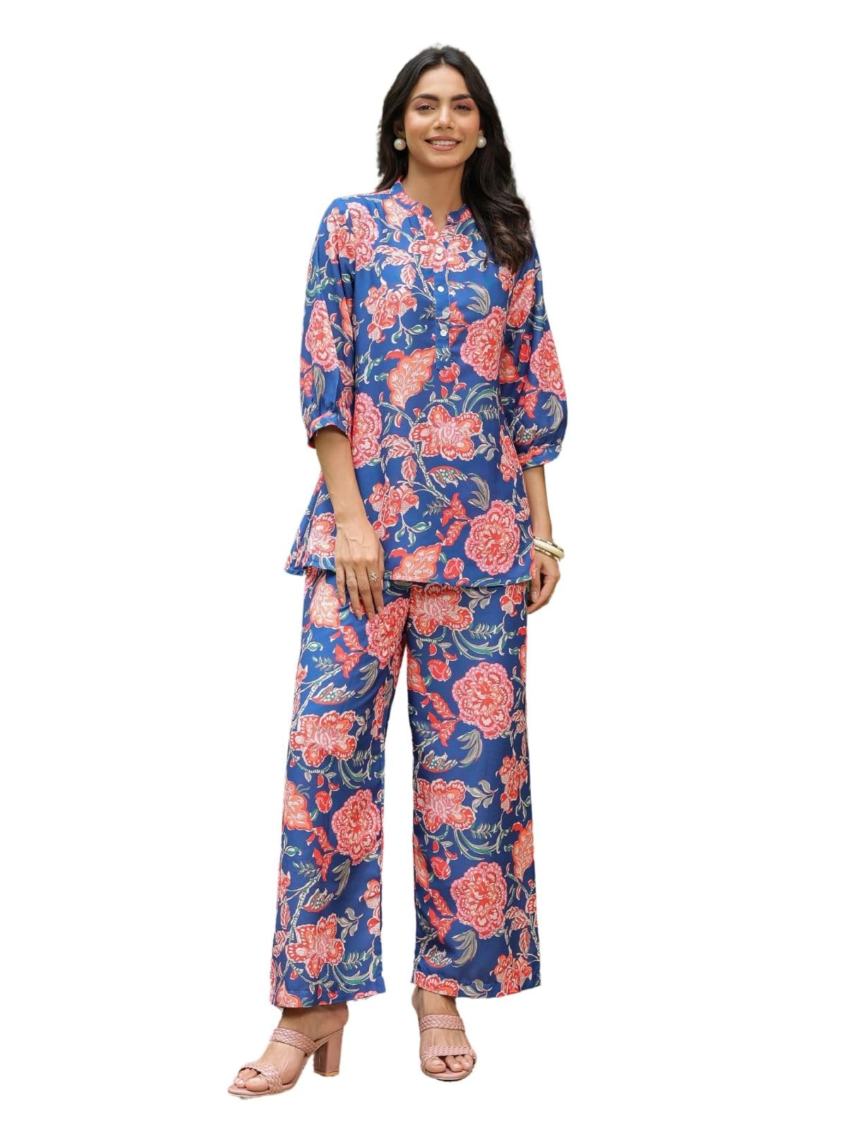 Greciilooks Women Rayon Blend Ethnic Wear Kurta Co-Ord Set (Gl-K-W1728&Tr819-3Xl Peach)